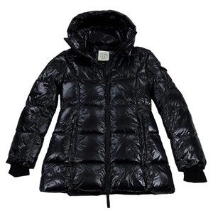 S13 Gramercy Puffer Hooded Jacket Womens Size M Down Coat Gloss Black NWT